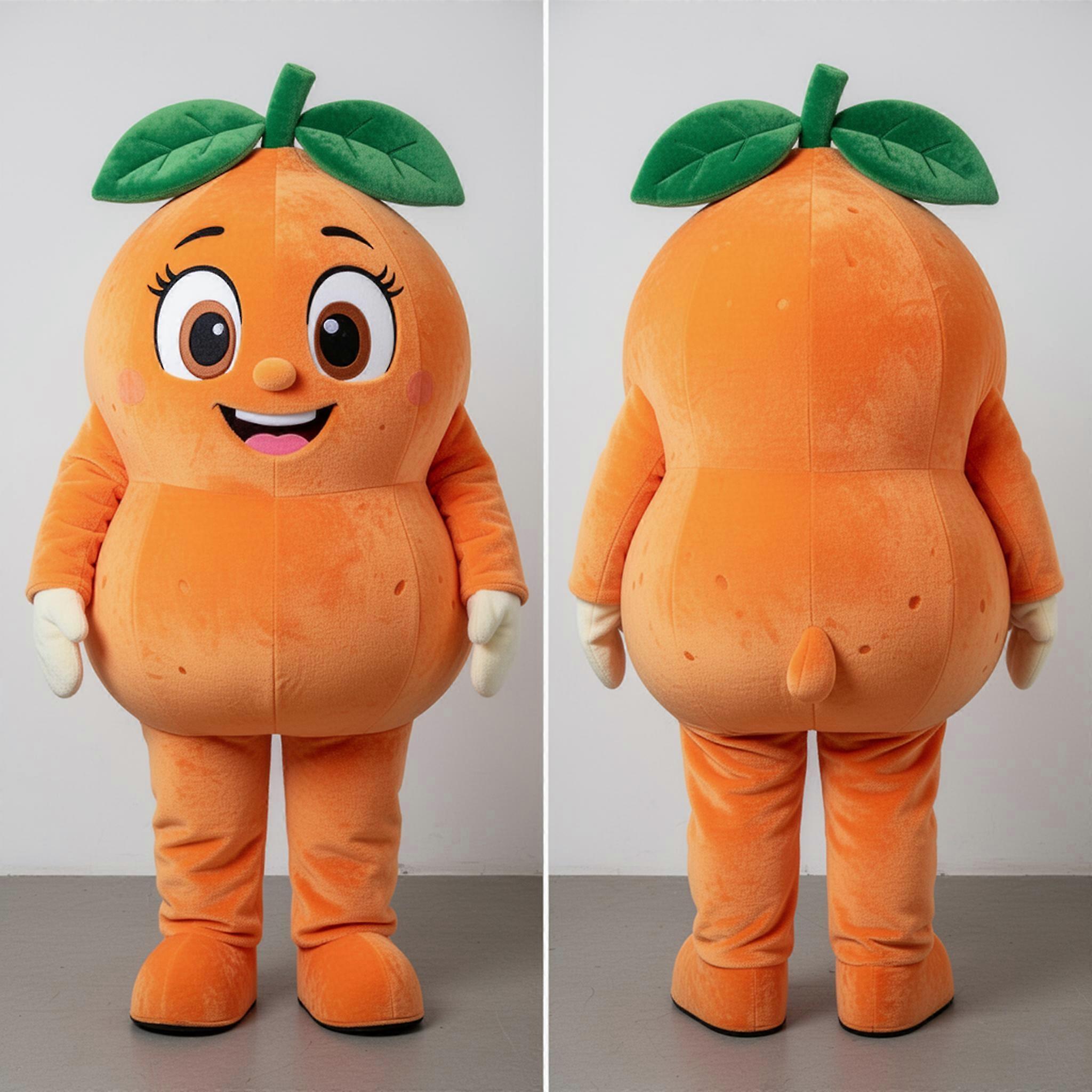 MASTICOT Bright Orange Round Grapefruit Mascot