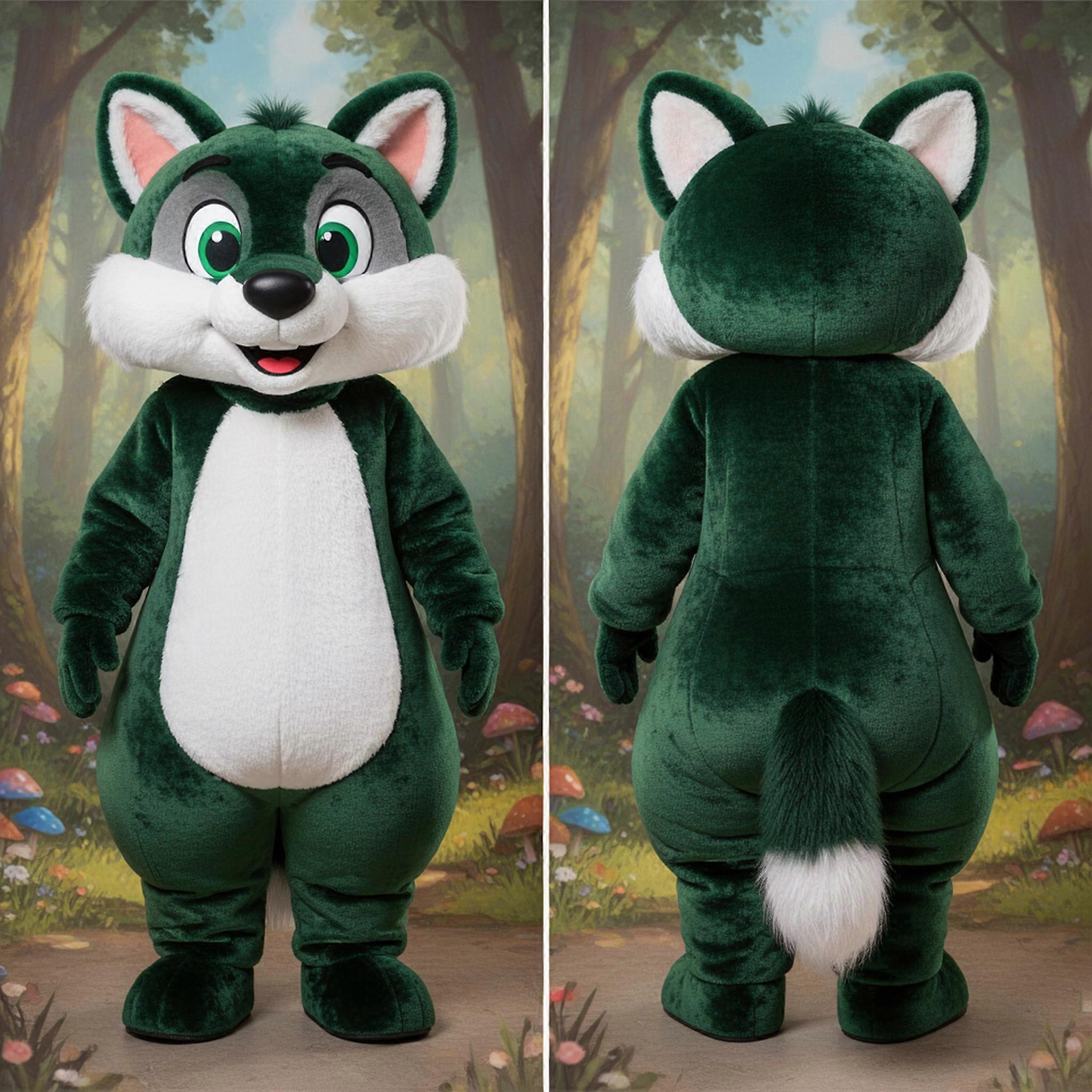 MASTICOT Forest Green Cartoon Ermine Mascot