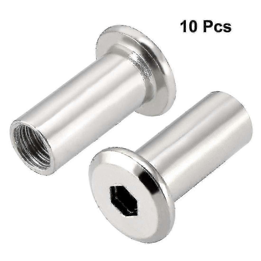 Furniture Connector Insert Nut, M8x20mm Hex Socket Head Post Sleeve 10pcs