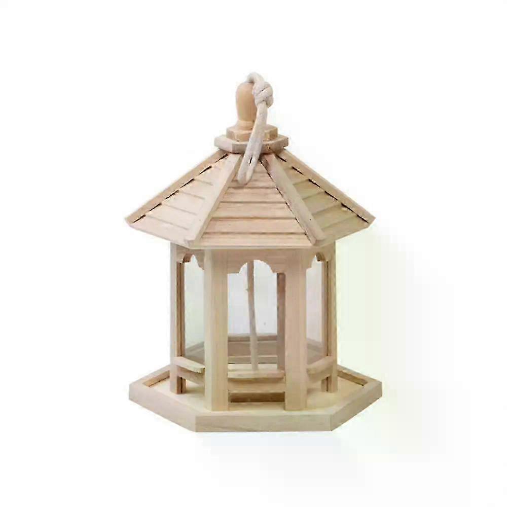 Rustic Wooden Bird Feeder With Viewing Windows