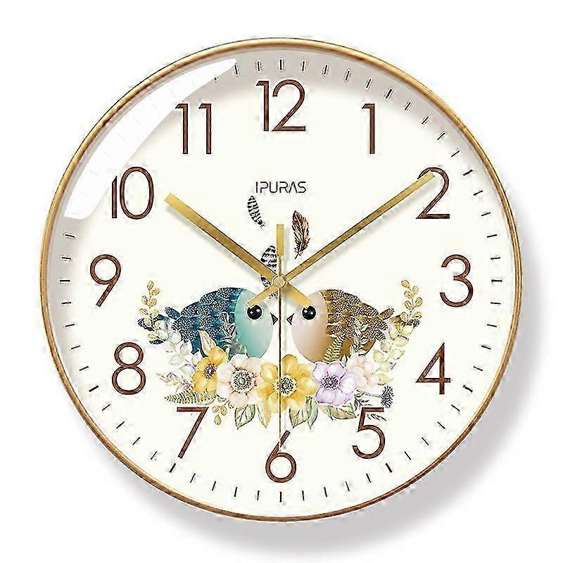 30cm Silent Floral Bird Decor Clock