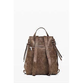 Desigual Half Logo Luena Medium Backpack in Faux Lather Brown 26WAKP33