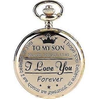 Engraved Quartz Pocket Watch with Roman Numbers Display, Precise Time Keeping, Ideal Gift for Family, Friends, Teachers, Necklace Style for Men, Chain