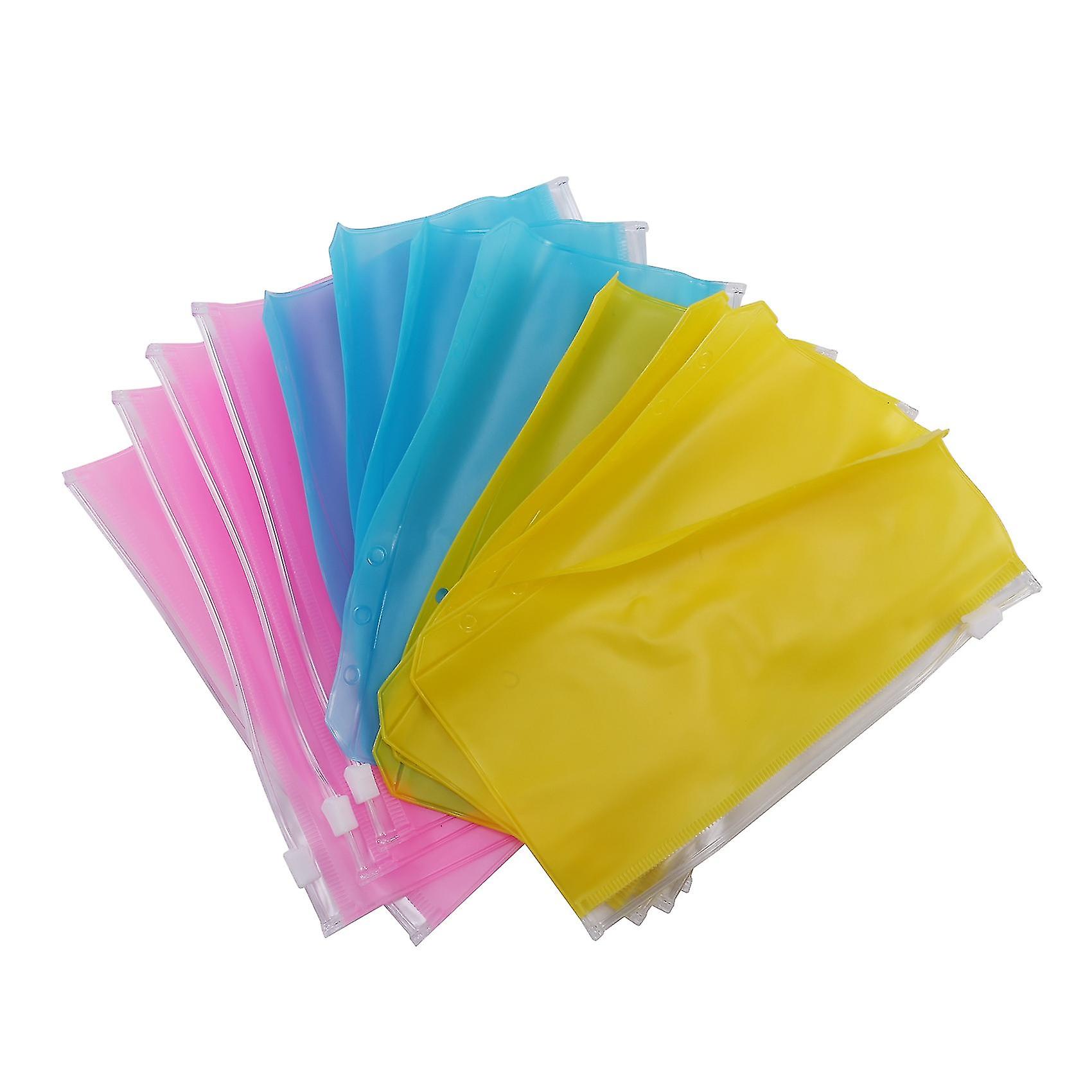 12pcs Binder Pocket A6 Size 6 Holes Binder Zipper Folders For 6-ring Notebook Waterproof Binder Loo