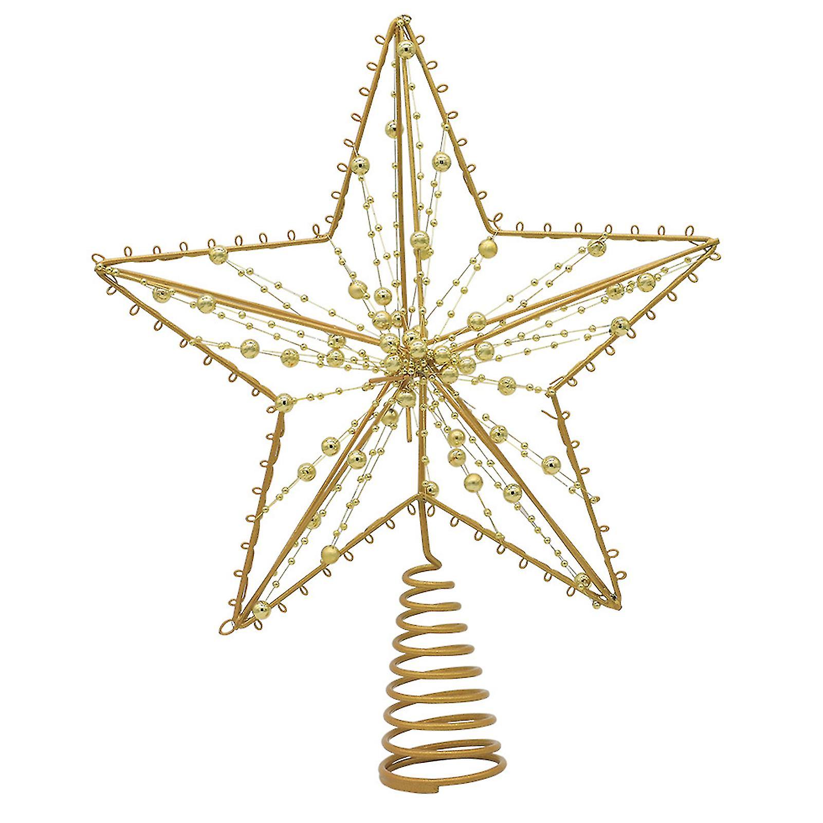 Christmas Tree Star Topper 5 Points Silver Gold Star Scroll Design With Lights