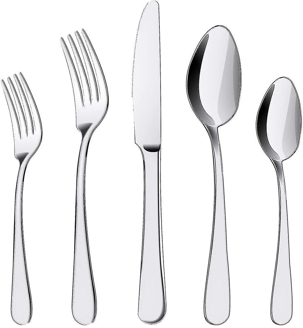 Silverware Set, 5pcs Stainless Steel Flatware Cutlery Set, Include Knife Fork Spoon