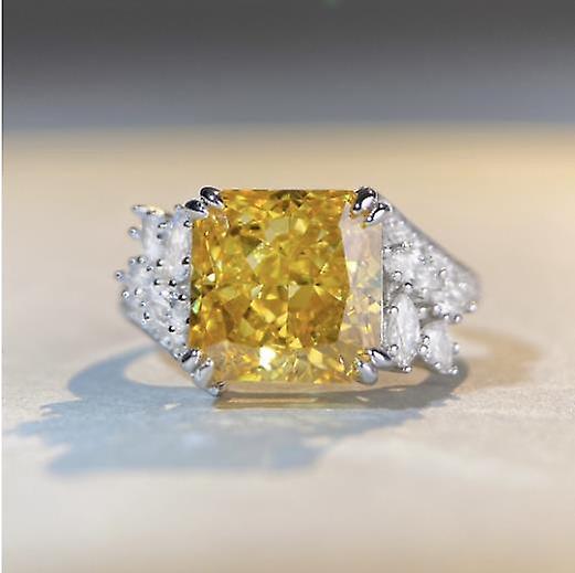 女性用S925スターリングシルバーリング、バレンタインデープロポーズリング、ラディアントフルインレイジルコンプロミスリング、Wo用高炭素ダイヤモンドエンゲージリング