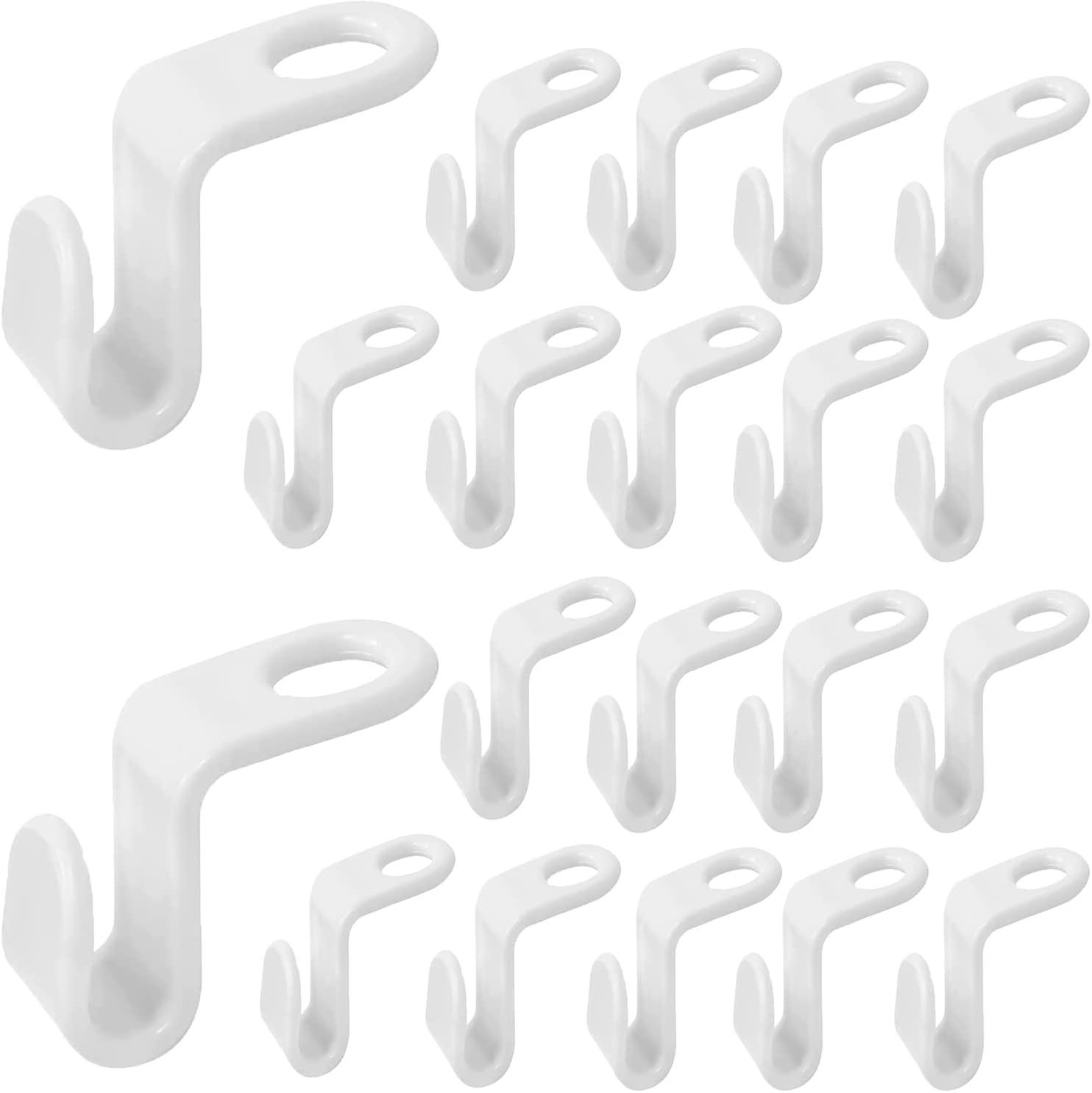 20 Pack White Plastic Hanger Hooks, Space Saving, Multi-Layer Stackable Hangers for Cabinets