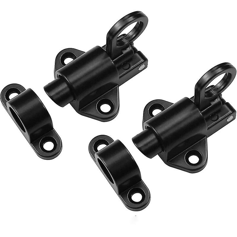 2 Pieces Sliding Gate Latch Spring Latch Latch Sliding Gate Latch Sliding Garage Door Latch, with Screws for All Types of Interior Door Latch (Black)