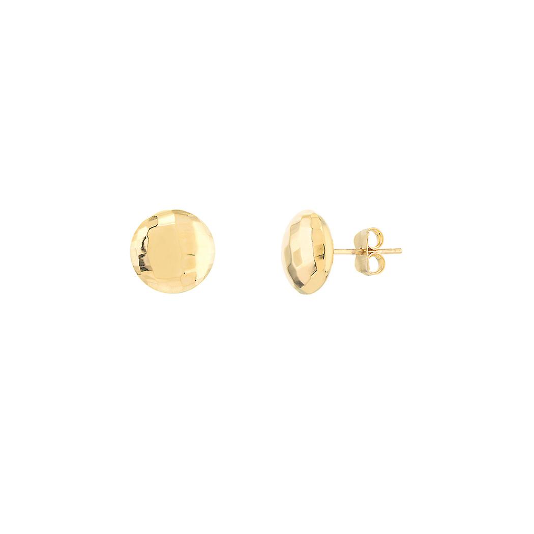 14k Solid Yellow Gold Mirror Finish Button Earrings Stud Earring for Women