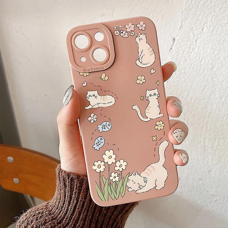 Cats And Flowers Pattern Graphic Pattern Anti-fall Phone Case For Iphone 14  13  12  11 Pro Max  Xs Max  X  Xr  8  7  6  6s Mini  Plus