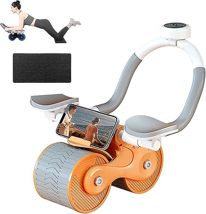 Abs Roller Wheel With Timer, Abdominal Exercise Roller Elbow Support, Automatic Rebound Abdominal Wheel Core Exercise Equipment For Newbies, With Knee
