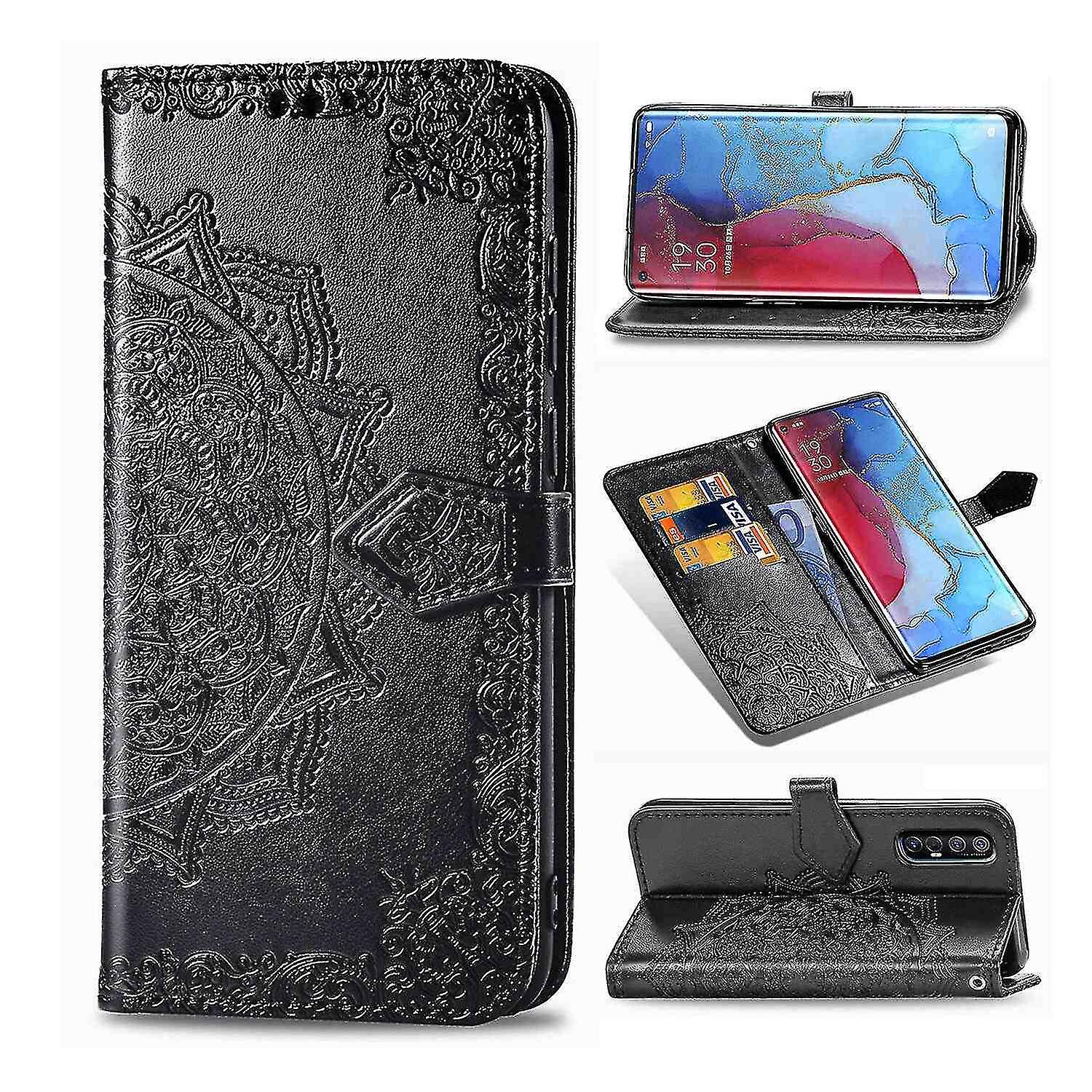 Compatible With Oppofind X2 Neo Case Leather Wallet Cover Emboss Mandala Magnetic Flip Protection Sh