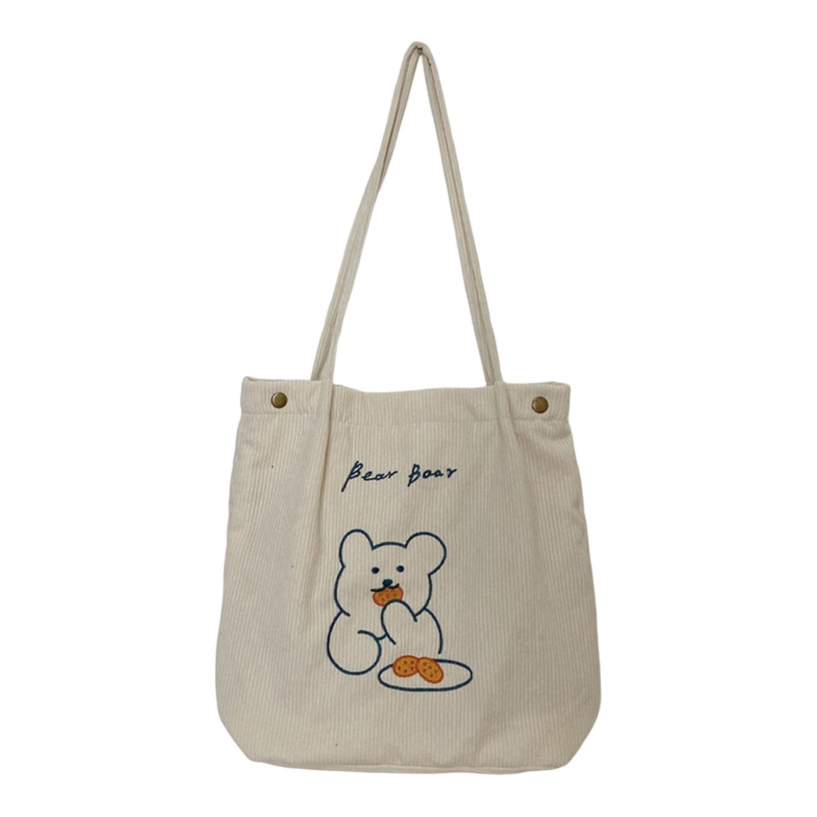 Cute Bear Shoulder Canvas Bag Portable Large Capacity Handbag