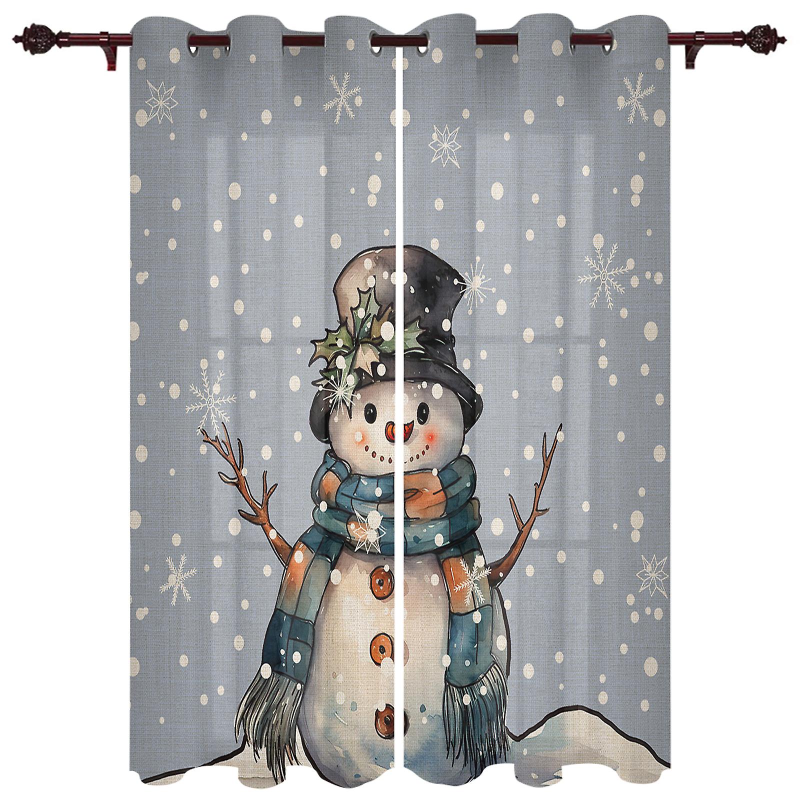 Christmas Snowflake Snowman Window Gardiner til stuen Luksus seng