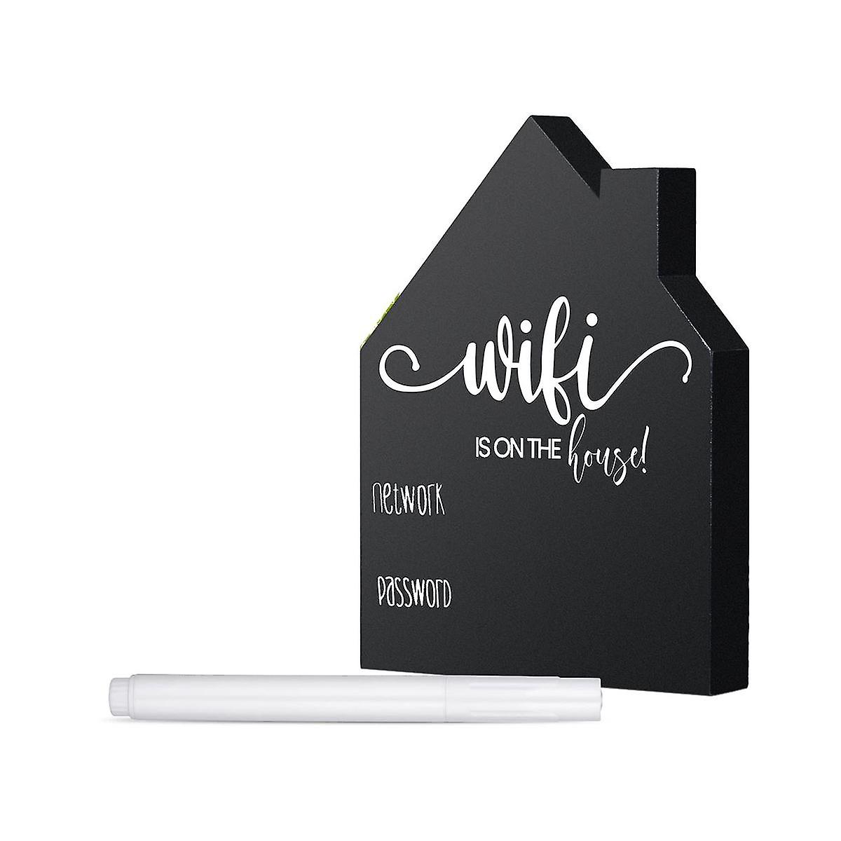 Password Sign Wooden Table Sign Wooden Freestanding Sign with Board Erasable Pen Chalkboard Style F