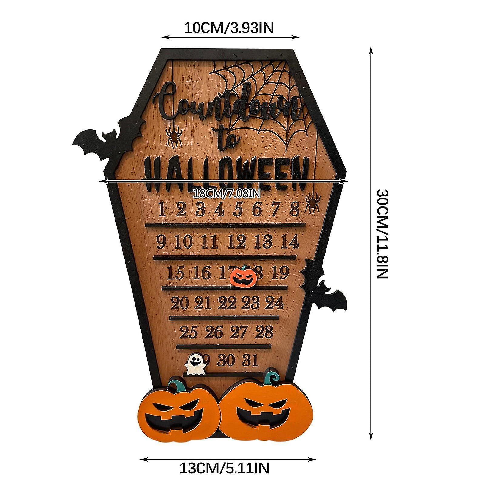 Halloween Countdown Calendar, 3d Wooden Halloween Advent Countdown Calendar Coffin Calendar Moving Wooden Block To Count