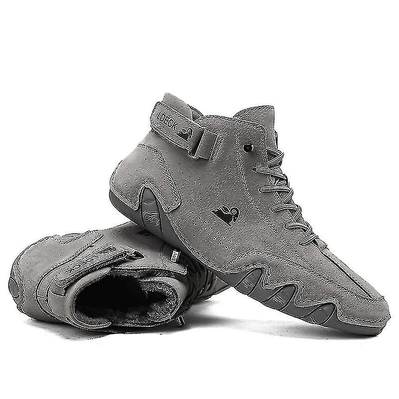 Mens Breathable Booties Walking Hook And Loop Leather Ankle Boot Walking Shoes