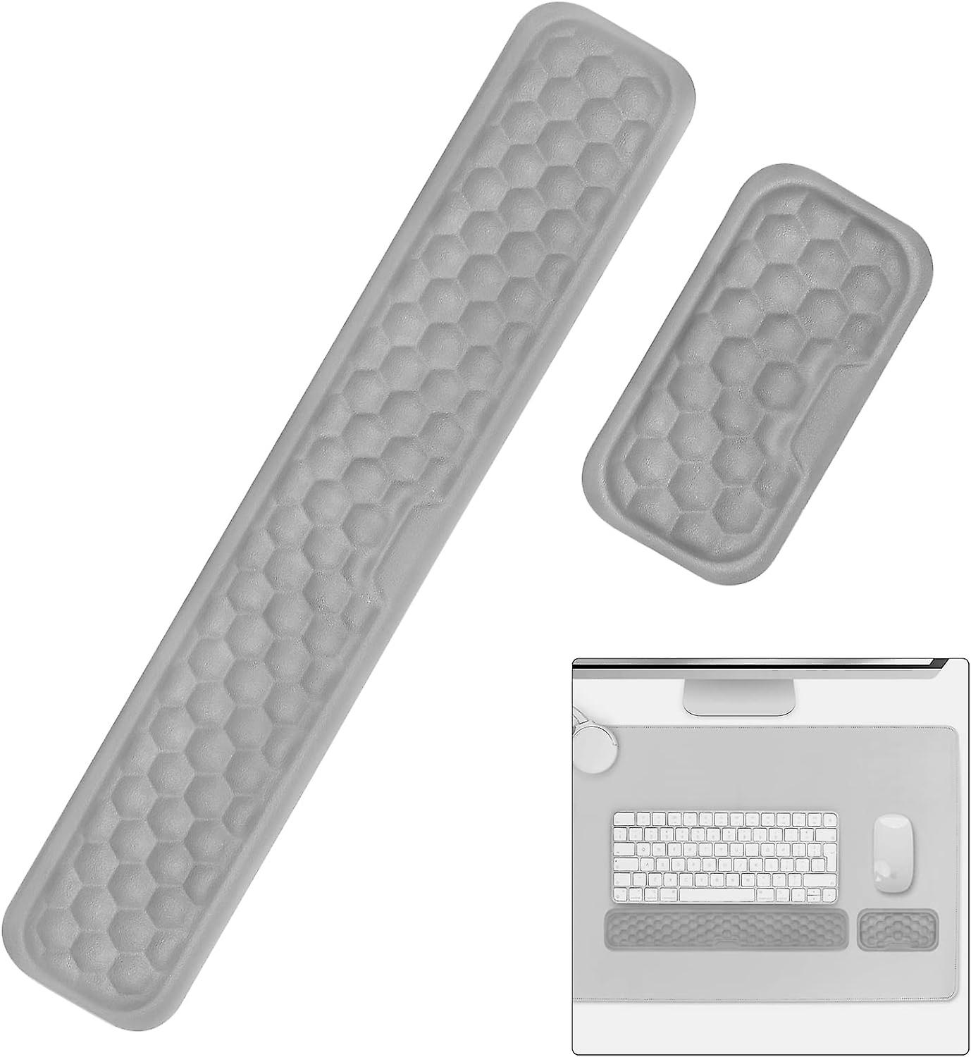 Keyboard and Mouse Wrist Rest Set, Ergonomic Wrist Support Pad for Office Home School Desk Computer Laptop Notebook, Anti-Slip, Pain Relief (Gray)
