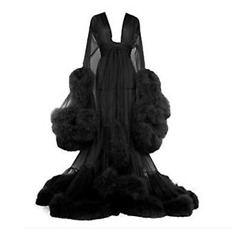 Women's Trailing Long Dress Feather Flared Sleeves Dress Perfect For Bachelorette Parties