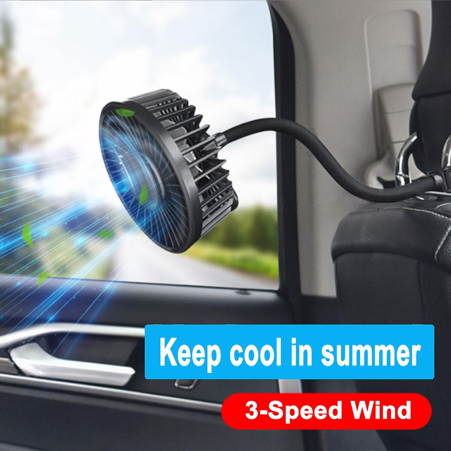 Car Adjustable 3-Speeds Fan Dual use Dashboard Back Seat Cooling fan USB