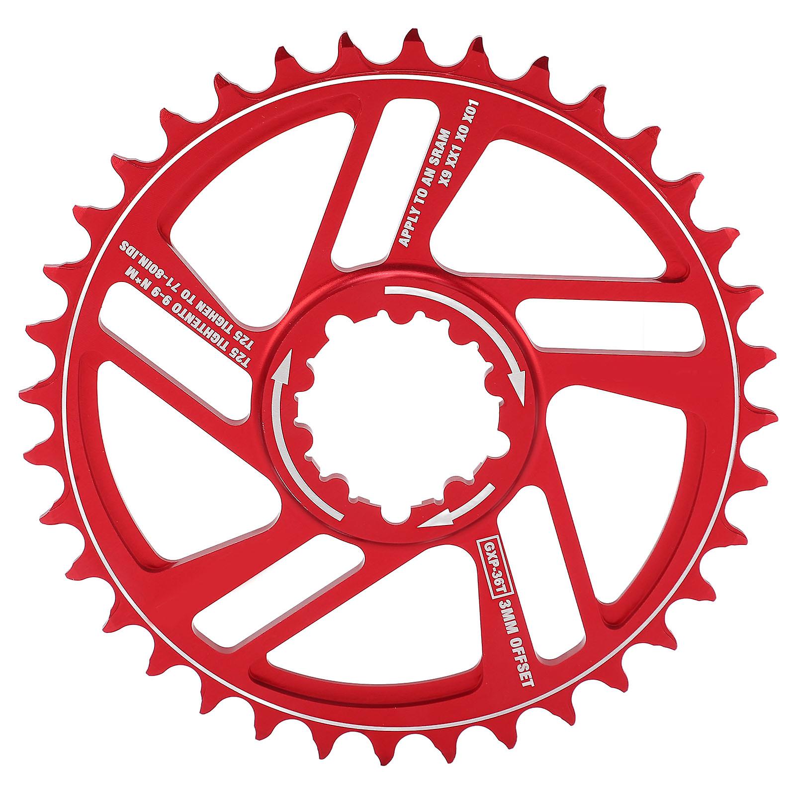 Lebycle 36T Narrow Wide Chainring for SRAM GXP, 3mm Offset in Red