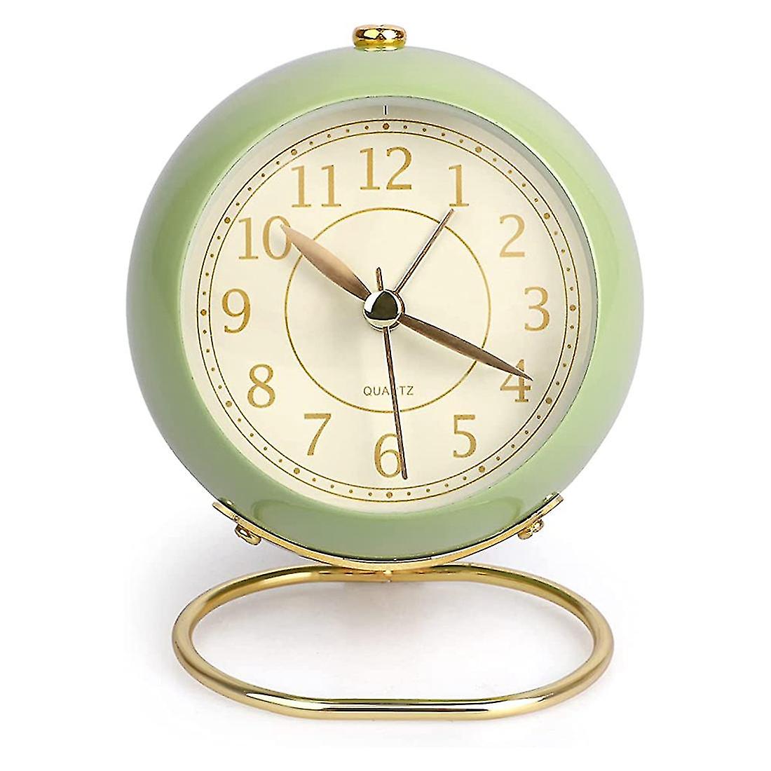 Silent Wecker Nachttisch Kleine Tischuhr Nicht tickend Analog Retro Wecker mit hellem Hintern