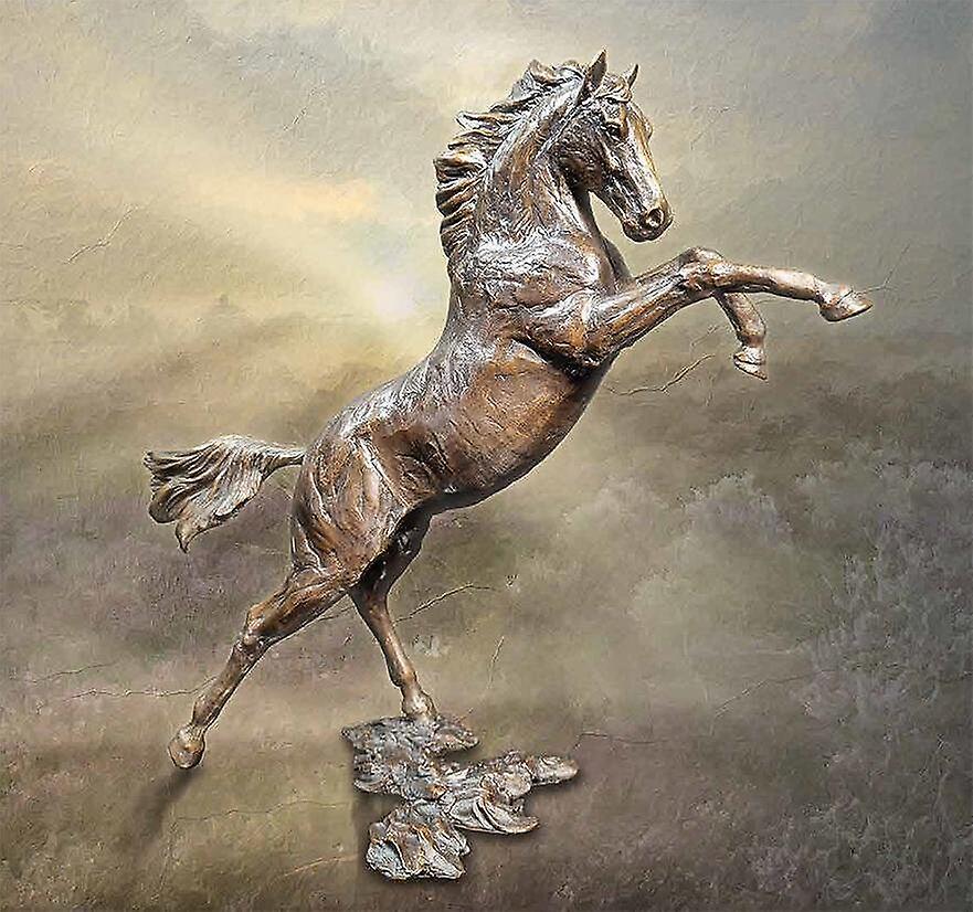 Sky Solid Bronze Horse Rearing Sculptures & Statues