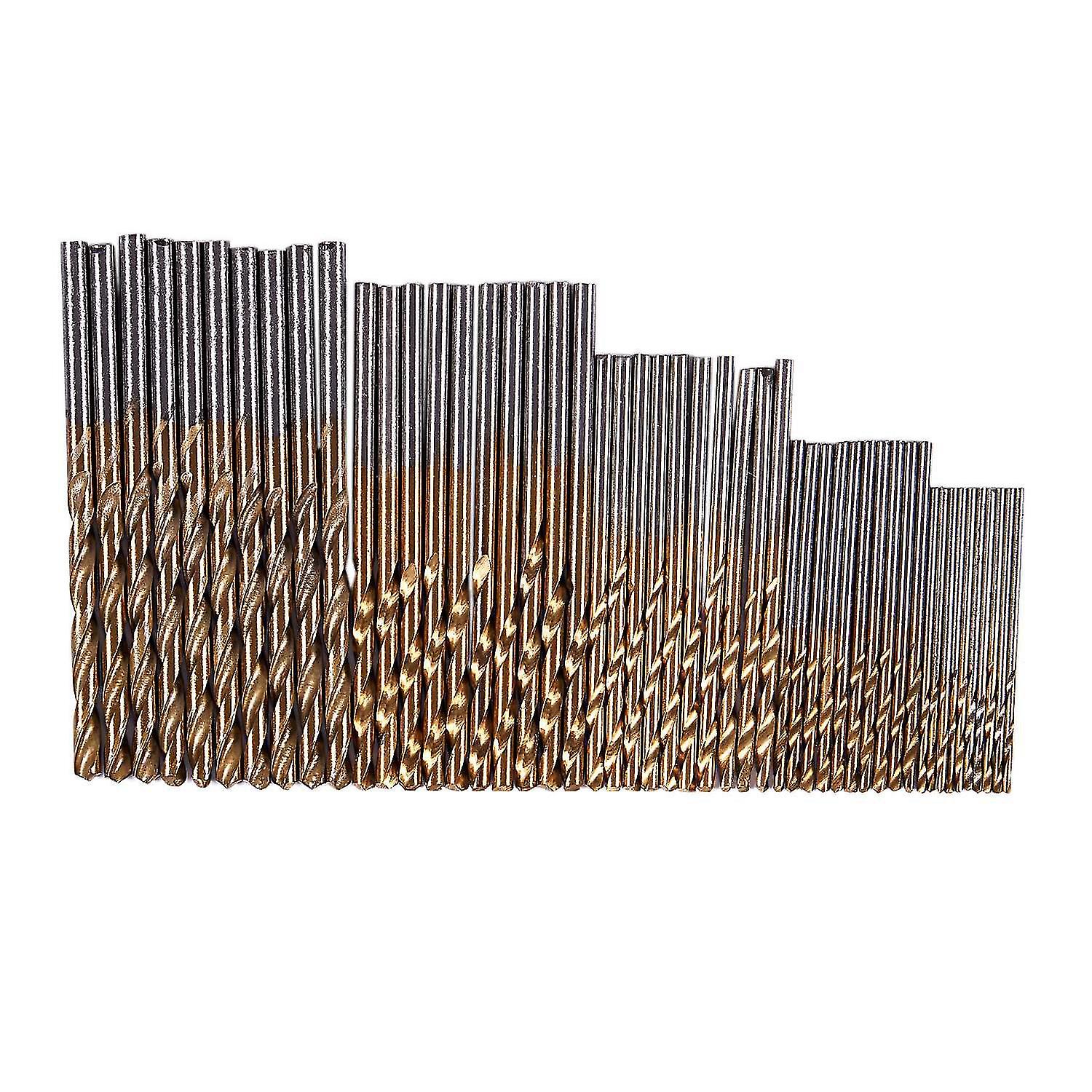 50pcs 1/1.5/2.0/2.5/3mm Titanium Coated Hss Drill Bit Set