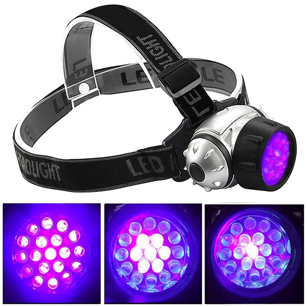 19 LED Multifunction Ultraviolet Flashlight Light Banknote Detector UV Head Lamp