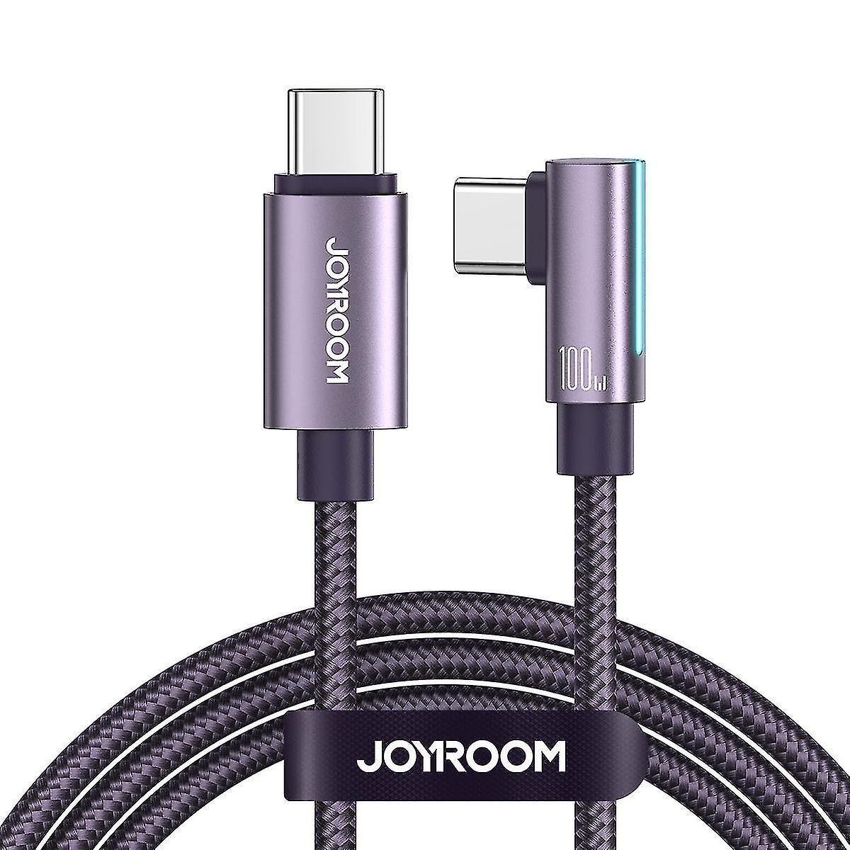 JOYROOM S-CC100A17 Right Angle 100W Fast Charging Data Cable Type-C to Type-C Charging Cord 1.2m-Dar