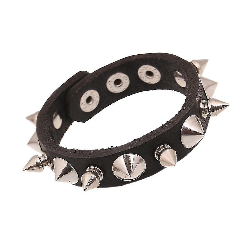 Pointed Cone Rivet Men's Cowhide Bracelet - Pointed Cone Rivet Leather Punk Bracelet - Pointed Cone Rivet Retro Cowhide Bracelet