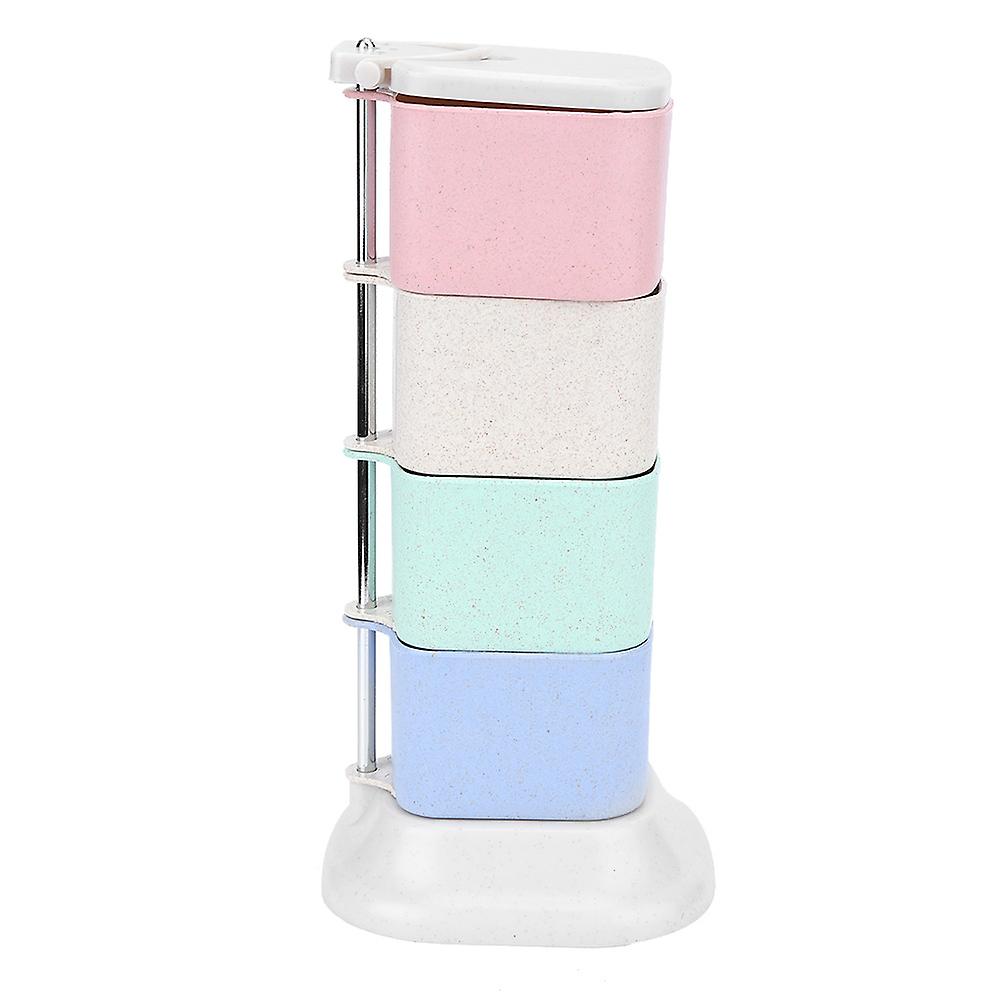 Multi-Tier Rotating Spice Rack Seasoning Box Condiment Containers With Spoon Kitchen Tools