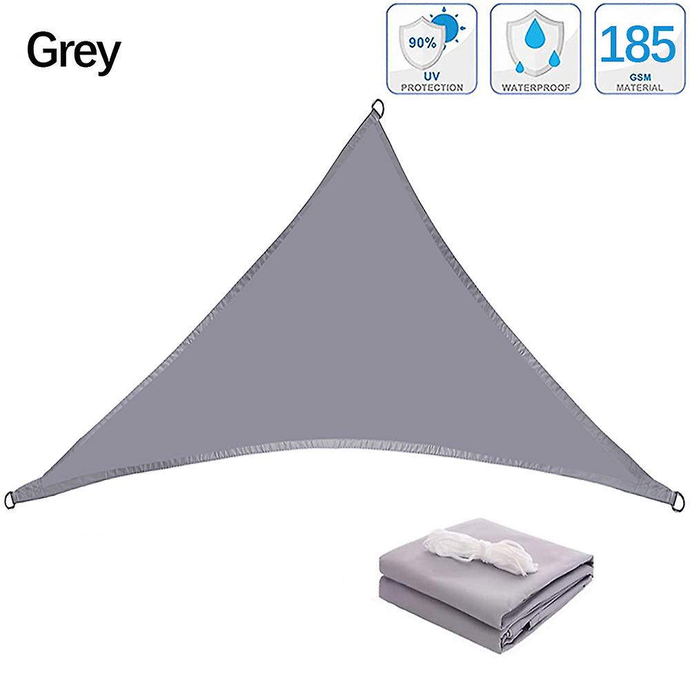 Grey Triangular Shade Sail, Waterproof And Uv Resistant 300d Polyester Awning, Sun Canopy For Carports, Backyards, Gardens, Etc.
