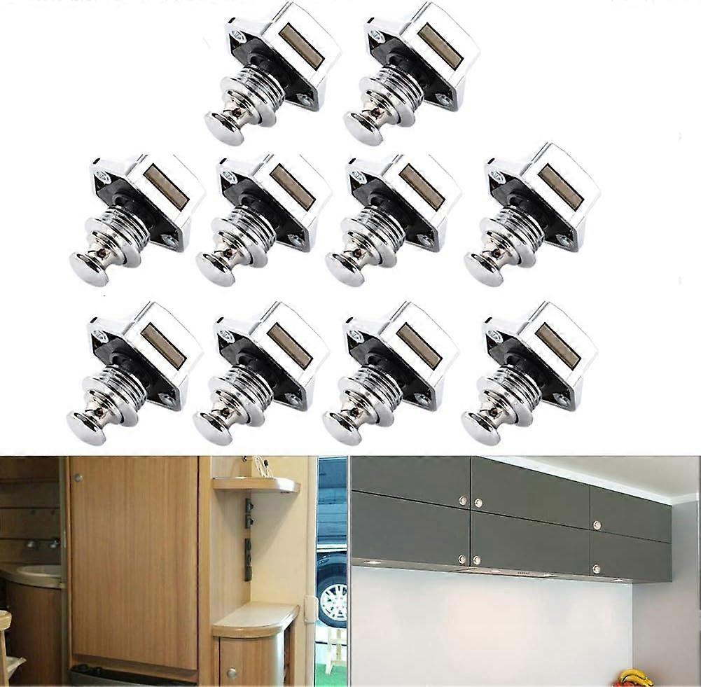 10 boutons poussoirs en mtal pour porte de caravane, camion, yacht, porte de cabine (argent)