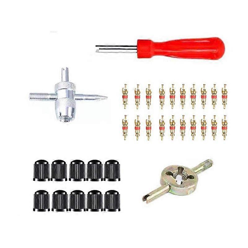 33pcs tire valve remover tools, car replacement valve core puller, tire repair kit