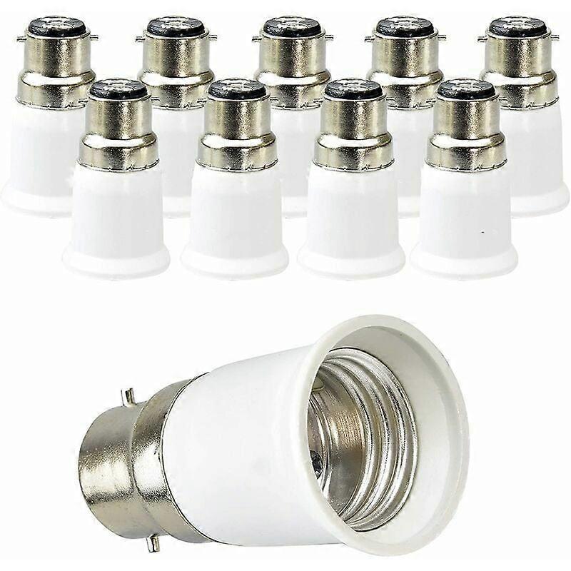 10pcs white PBT material high temperature resistant b22 bayonet to e27 screw socket adapter