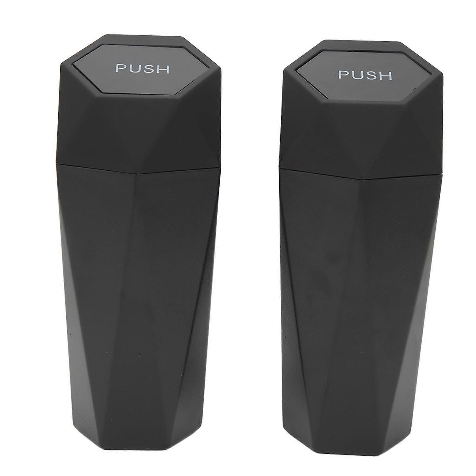2Pcs Car Trash Can with Lid Waterproof Decorative Automotive Portable Automatic Trash Garbage Bin Black E2U811