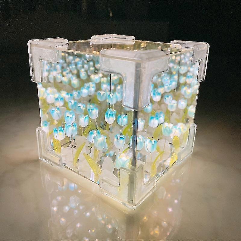 توليب زهرة ليلة الخفيفة ، توليب مرآة ليلة مصباح حزمة المواد ، مرآة أضواء الليل هدايا للفتيات ، الأزواج ، ديكور المنزل