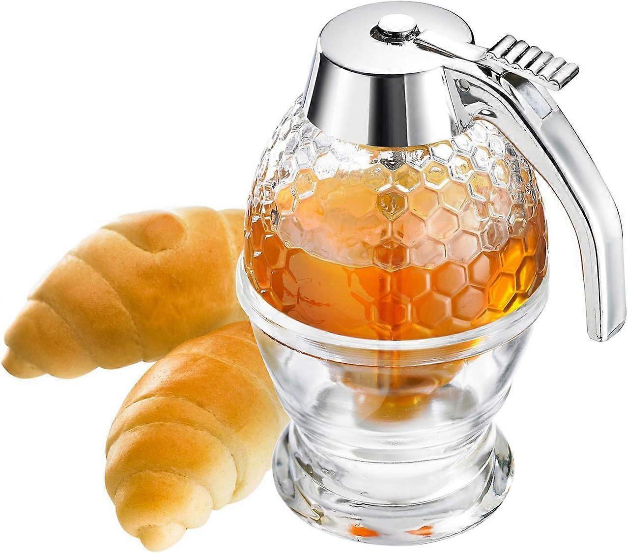 Honey Dispenser, Honey Doser with Support, Honeycomb Pattern, Transparent