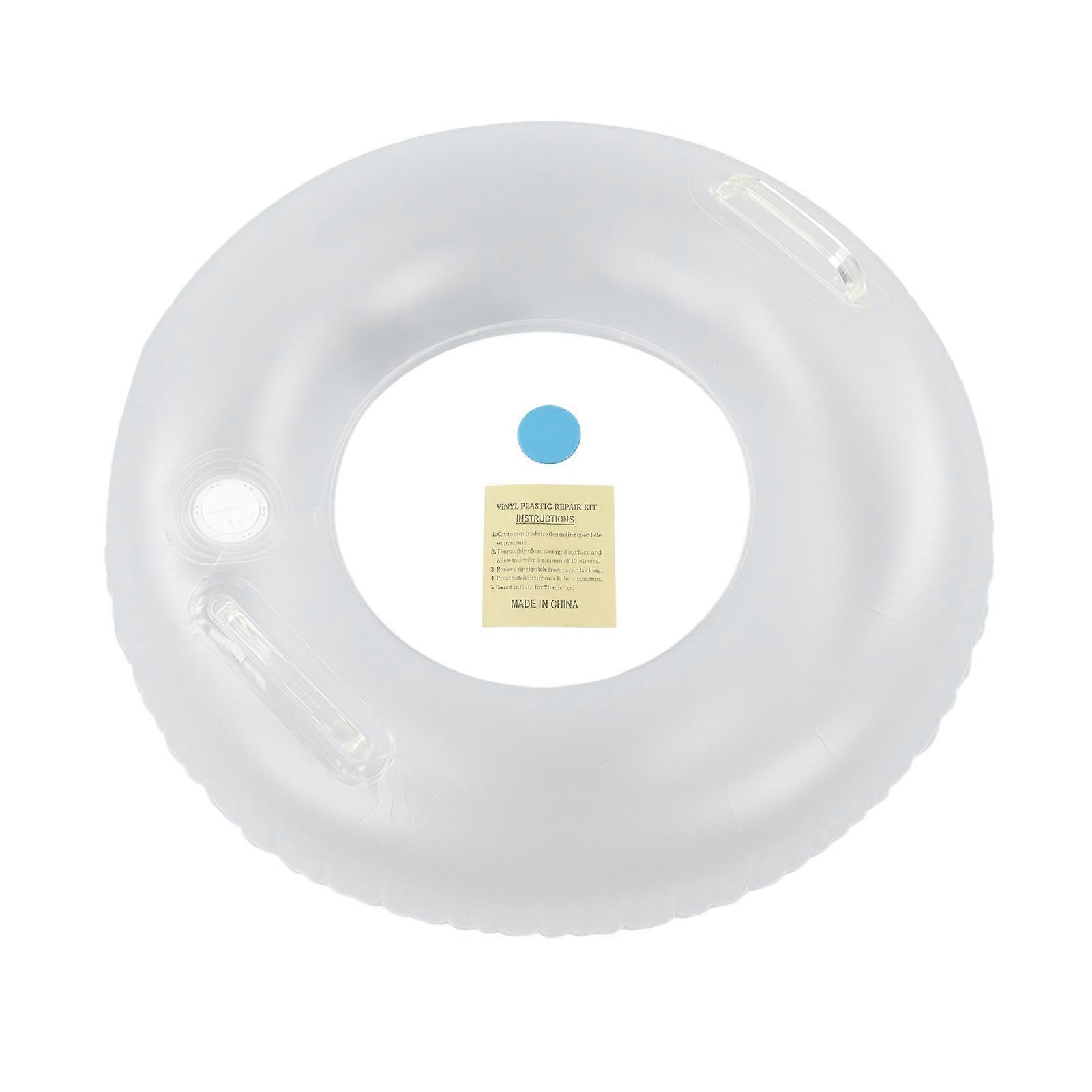 LED Inflatable Swim Ring with 2 Handles Transparent Swimming Floating Ring with Colorful LED Light for Kids Pool Toys