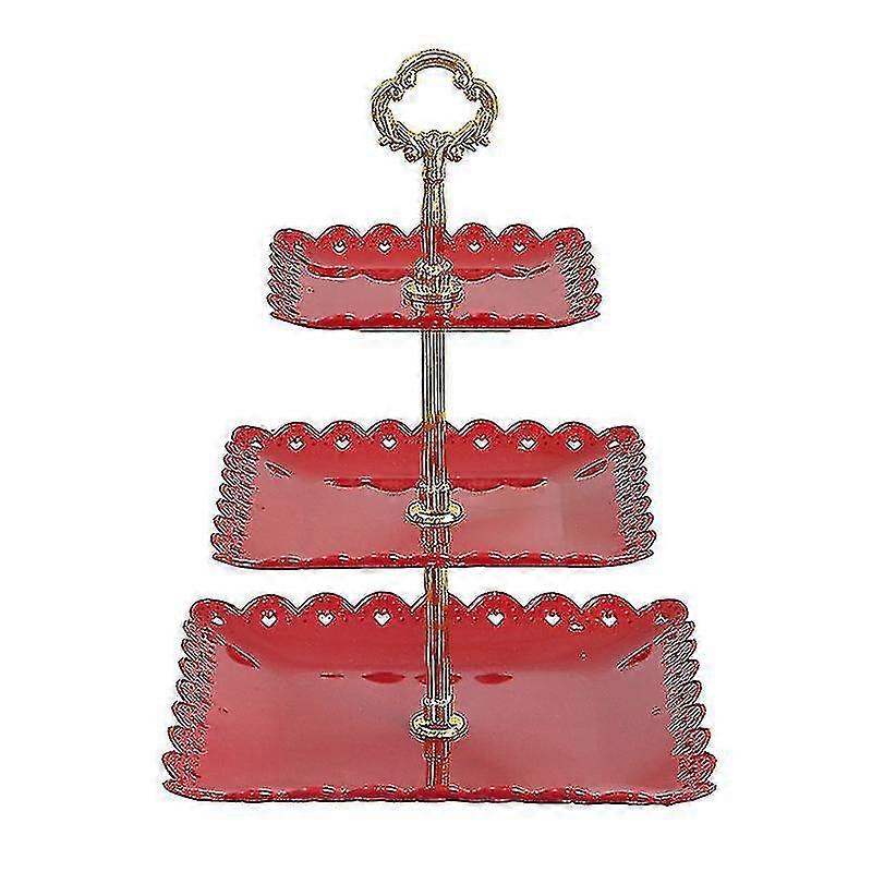 Fruit Tray 3-layer Entrepreneurial Cake Rack Wedding Cake Tray Red