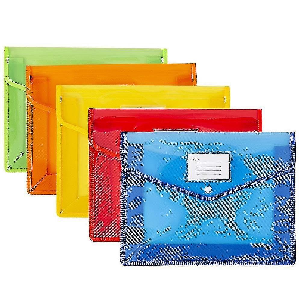 5 Pack Expanding File Large Capacity File Folders - Snap Button Closure - Name Card Slot