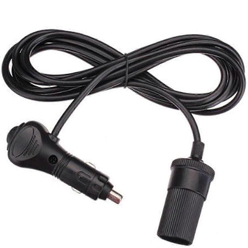 12V Black Socket Extension Cable Lead Car Cigarette Lighter Plug Accessory Wire