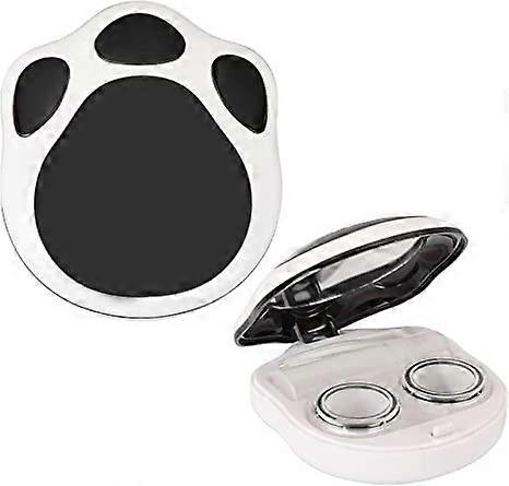Cat Paw Shape Contact Lens Case,Compact Eye Contact Case for Travelling,Portable Contact Box with Mirror,Cute,Colorful,Especially(Black)