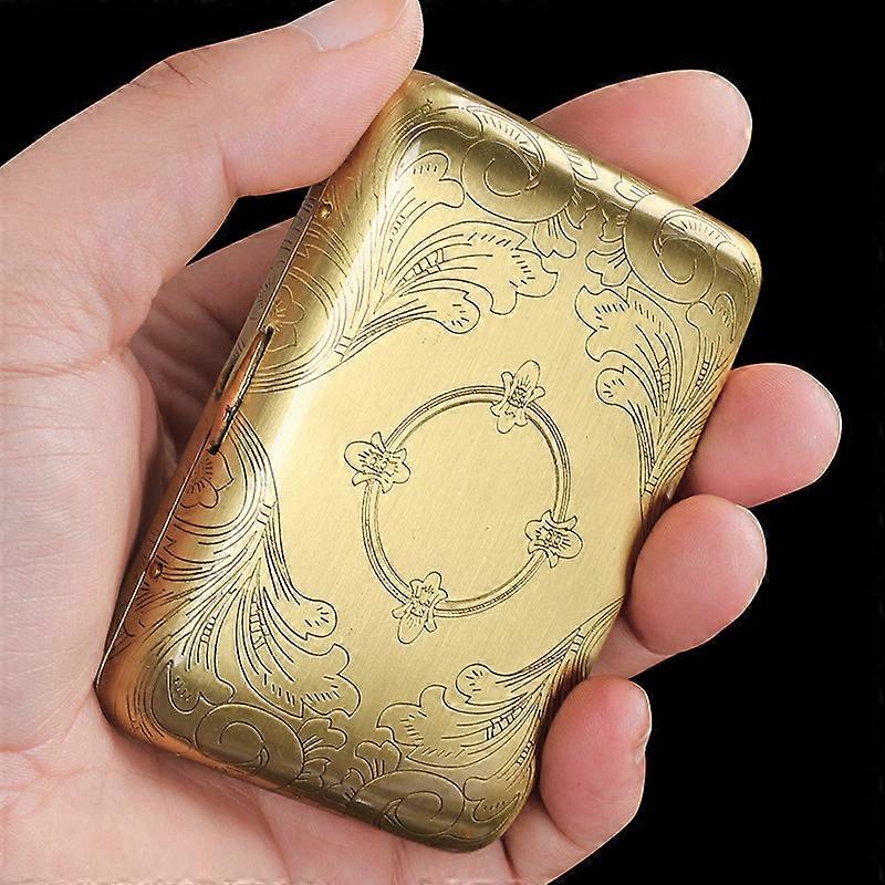 Suncha Metall Kupfer Zigarettenetui 16 Stück Tragbare Retro Zigarettenetui Herren Grobe Zigarettenhalter Praktisches Zigarettenset Geschenk