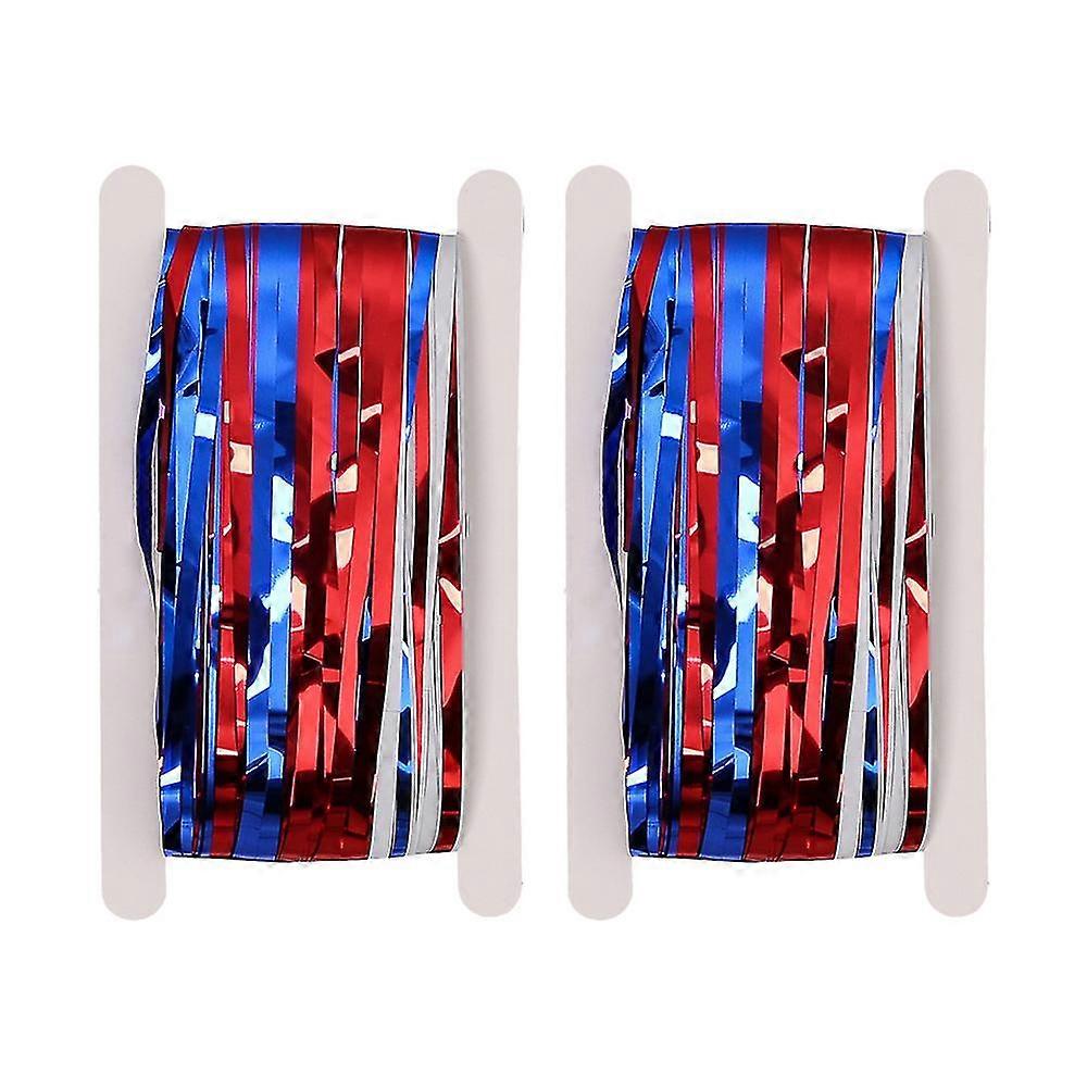 foil fringe curtains - 2 packs sparkle metallic curtains party photo booth decor-red sliver blue