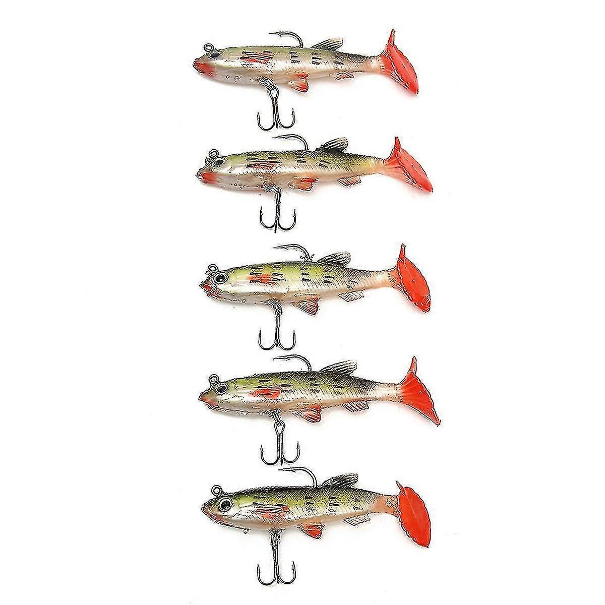 zanlure 5pcs/set 8.5cm 14g Soft Silicone Minnow Bait Lead Head Fishing Lure Tackle Sharp Hook