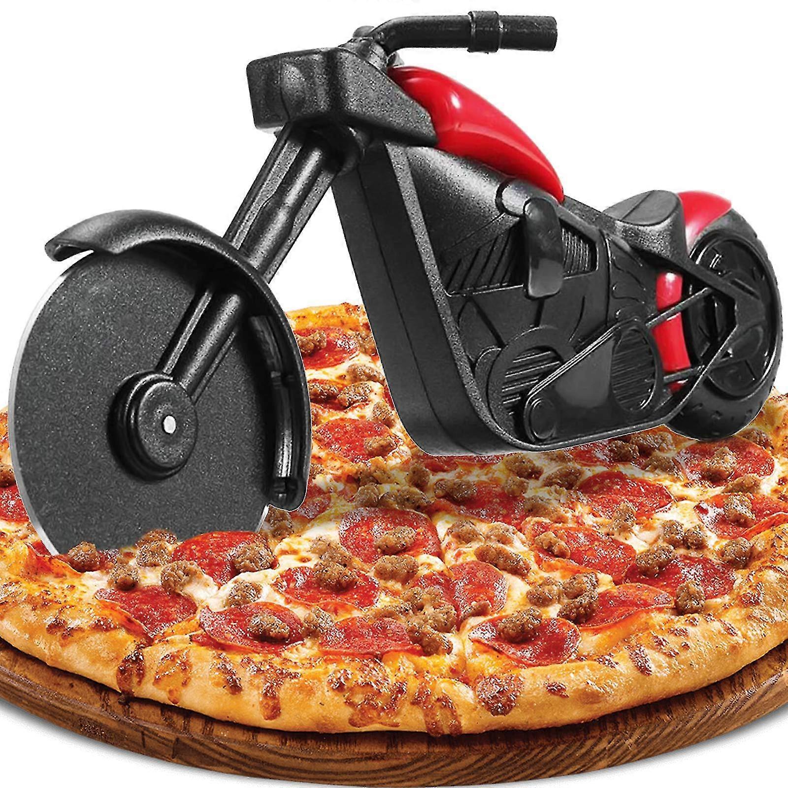 Motorcycle Pizza Cutter Funny Pizza Cutter Stainless Steel Plastic Pizza Roller With Sharp Cutter Wheel Stand