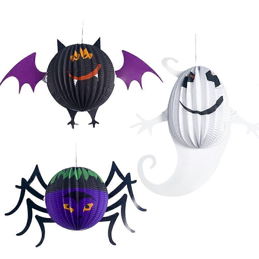 Halloween Paper Ghost Spider and Bat Lanterns -Set of 3